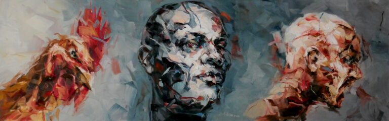 Eberhard Bitter oil painting with two portraits heads