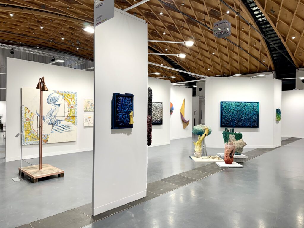 EXOgallery's booth presentation at art Karlsruhe 2026, artworks by Marina Wittemann, Valo Valentino, Timo Grimm